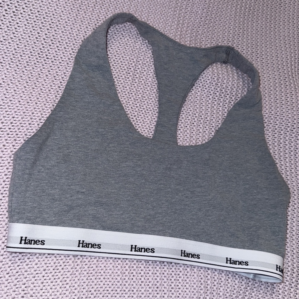 Gray Hanes Logo Sports Bra
